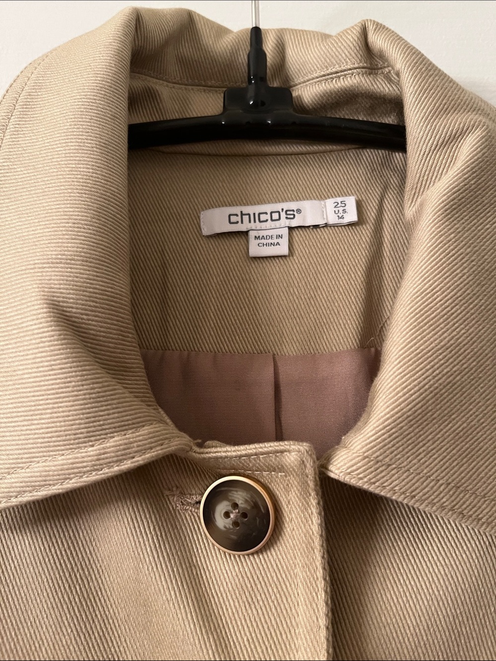 Chico's Tan Utility Button-Front Jacket - Picture 2 of 4
